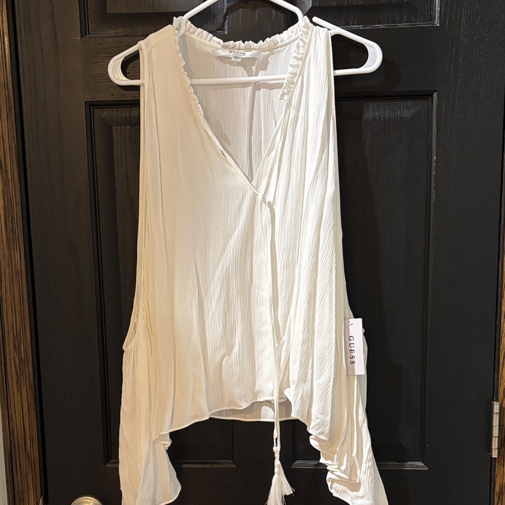 Guess Women's Cream Sleeveless Blouse